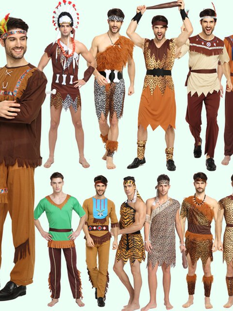 Savage clothing primitive African savage Indian clothes men and women leopard -top indigenous hunter performance clothing