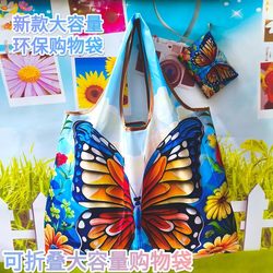 New Cute Cartoon Foldable Portable Eco-Friendly Shopping Bag Tote Bag Supermarket Waterproof Storage Bag Grocery Bag Large Size