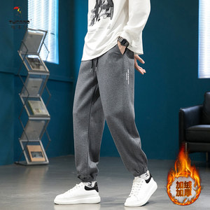 
Woodpecker 2022 winter sweatpants men's leggings sweatpants plus velvet and thickened youth pure cotton casual loose trousers