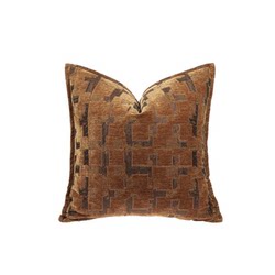 Vintage-Style Yellow Geometric Checkered Cushion for Living Room Sofa, Lumbar Pillow, Model Room, Exhibition Hall, Headboard Pillow, Retro Pillowcase