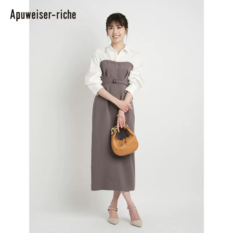 Apuweiser-riche衬衫抹胸拼接紧身连衣裙22365150-Taobao