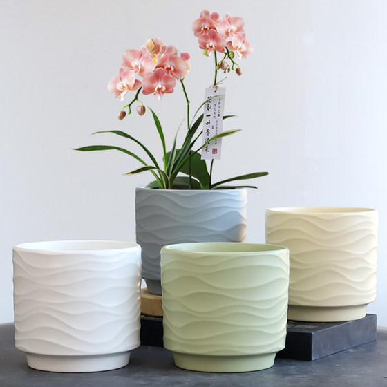 
Nordic simple flower pot ceramic household with stents special ins wind tiger skin lantro succulent green plant pot clearance