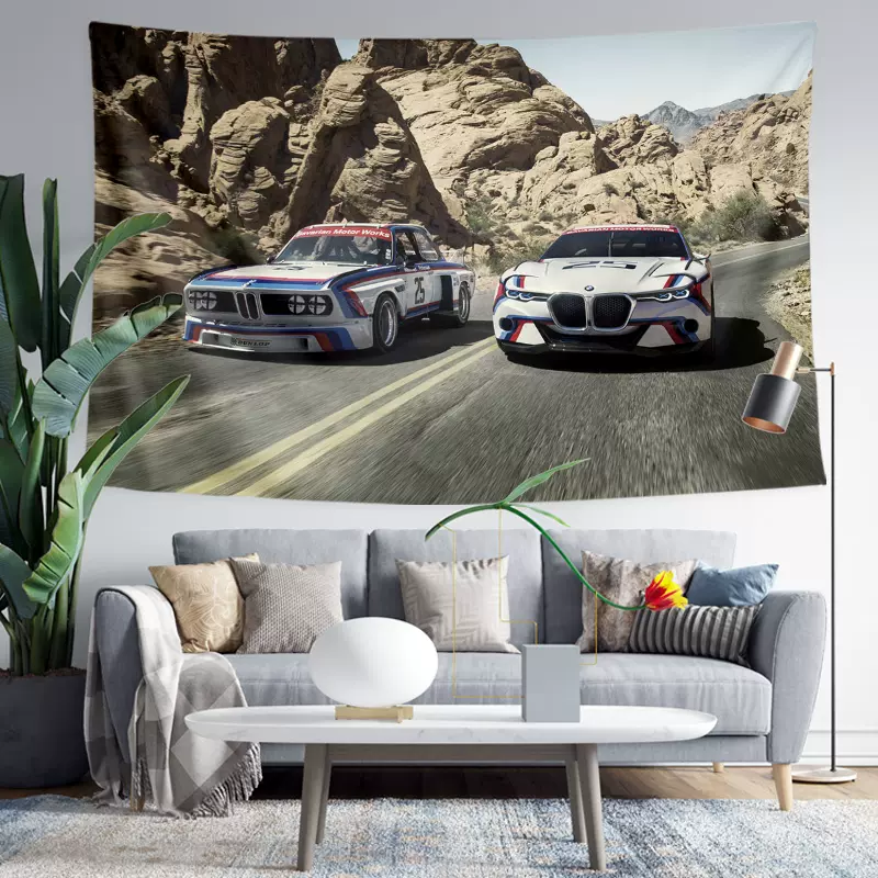 宝马bmw 3 0 Csl复古赛车汽车餐厅旅店装饰背景布海报挂布挂毯画 Taobao