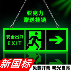 Safety Exit Sign Fire Escape Corridor Evacuation Sign Warning Sticker Safety Passage Sign Indicator Wall Sticker Fluorescent Night Light No-Electricity-Required Signboard Sign