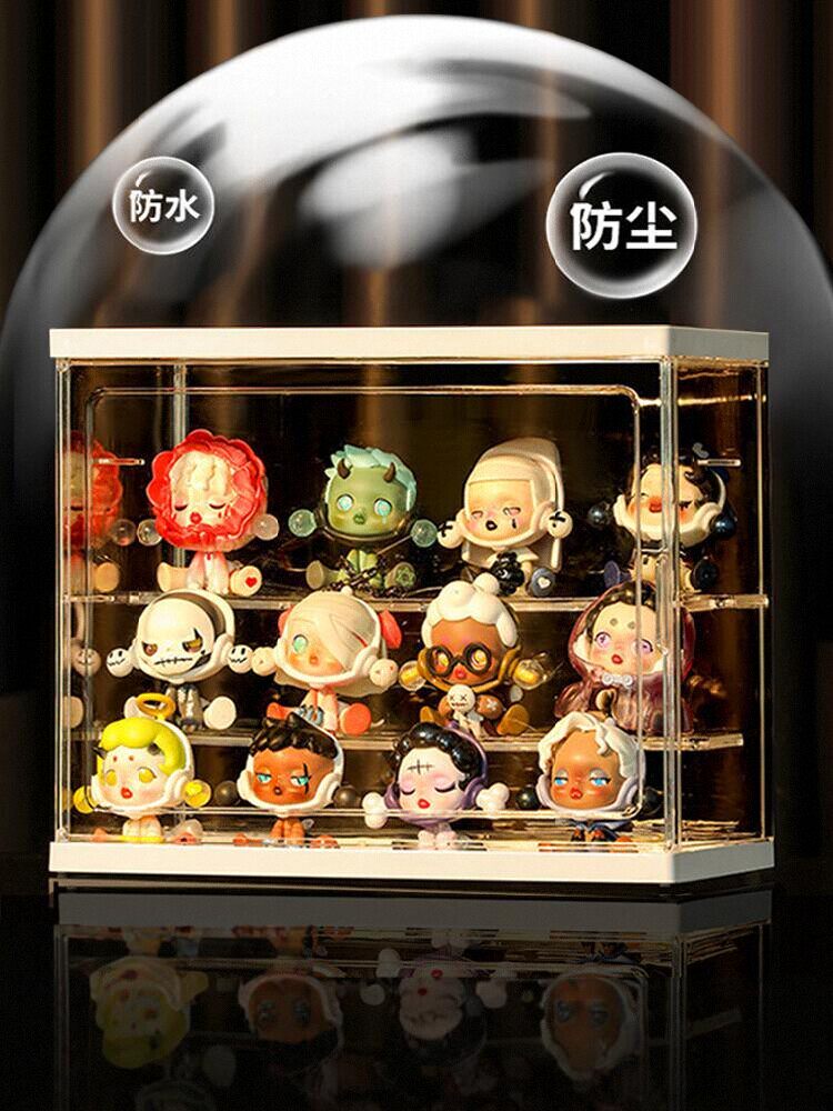 HGYZE Transparente Vitrine Für Figuren – 40 Cm, Wandregal Mit Magnet-Tür, 4 Ebenen, Für Blindboxen & Actionfiguren, Weiß Magnet Tür Vitrine