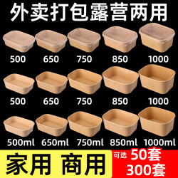 Picnic Lunch Box Kraft Paper Packing Box Disposable Light Food Container Lunch Box Food-Grade Camping Picnic Box