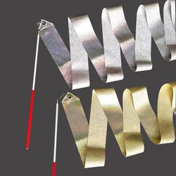 2m Star Sparkle Silver Glitter Dance Ribbon Dance Props Children's Gymnastics Ribbon Streamer 4m Sports Festival Ribbon Stick