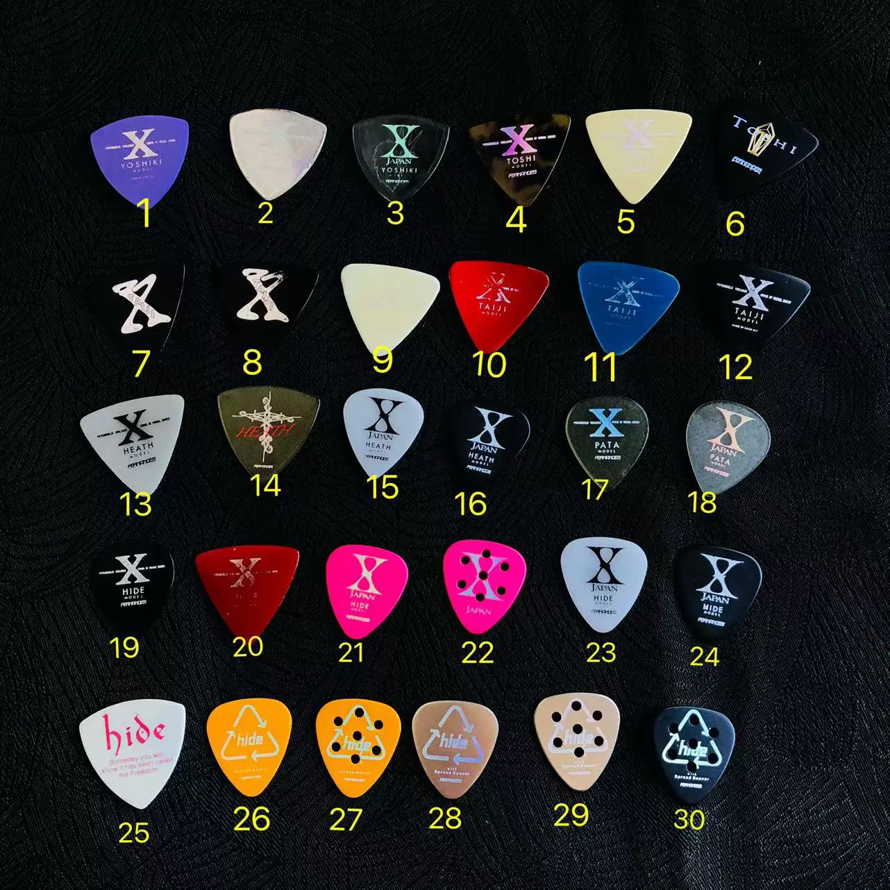 現】X JAPAN 撥片PICK YOSHIKI HIDE PATA HEATH TOSHI TAIJI-Taobao