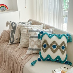 2025 New Tassel Simple Nordic Solid Color Throw Pillow Cushion Sofa Backrest Headboard Office Nap Pillow