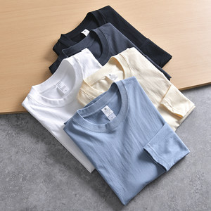 
The king of versatile! Pure cotton washing fabric, new autumn casual round neck solid color long-sleeved T-shirt for foreign trade men's clothing factory