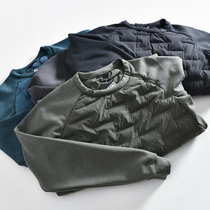 新品户外！动态保暖！编织压胶秋冬男士拉链套头插肩袖夹棉卫衣潮