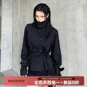 
SEEYOULATER American cool and handsome buttoned stand-up collar strapped waist jacket windbreaker retro versatile hot girl jacket