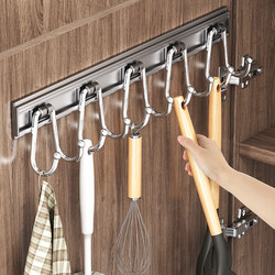 Kitchen Hooks, No-Drill Hanging Rod, Strong Adhesive, Heavy-Duty, Cabinet Spatula and Spoon Holder, Wall-Mounted Storage Rack