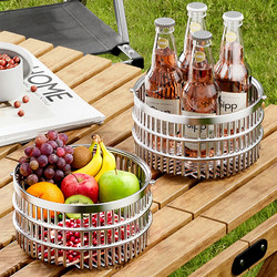 Stainless Steel Picnic Basket, Spring Outing Outdoor Camping Essential, Multifunctional Fruit and Snack Storage, Picnic Portable Basket
