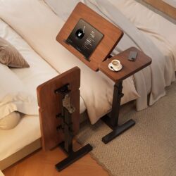 Movable Adjustable Bedside Table, Foldable Study Table, Rolling Table, Small Computer Table for Bedroom, Bedside Table