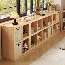 Solid Wood Bookshelf Children's Storage Rack Floor-Standing Wall-Mounted Combination Home Low Bookcase Bay Window Storage Kindergarten Grid Cabinet