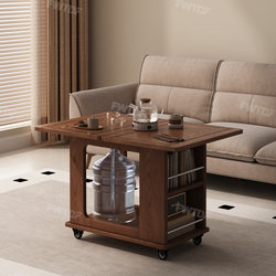 Movable Folding Coffee Table for Living Room, Small Apartment, Multifunctional Small Solid Wood Tea Table for Making and Drinking Tea