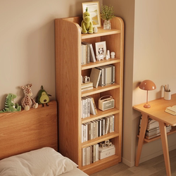 Solid Wood Corner Bookshelf, Floor-Standing Storage Rack, Integrated Wall-Mounted Storage Cabinet, Bay Window Storage, Simple Bookcase for Children and Students