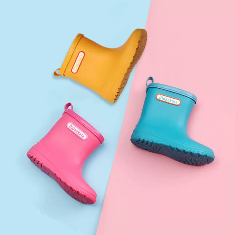 出口日本超轻儿童男女雨鞋中小童宝宝短筒防滑水鞋黄色