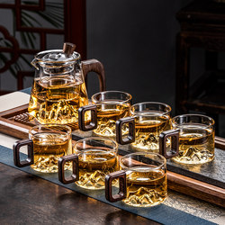 High-End Mountain-View Glass Tea Set, Office Tea Tray, Household Heat-Resistant Teapot, Fair Cup, Kung Fu Tea Cup