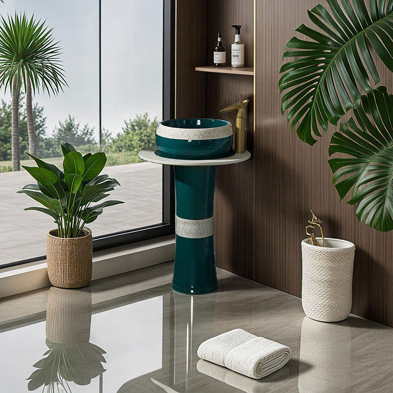 Draichi Ceramic Column Basin - Art Basin for Balcony & Bathroom