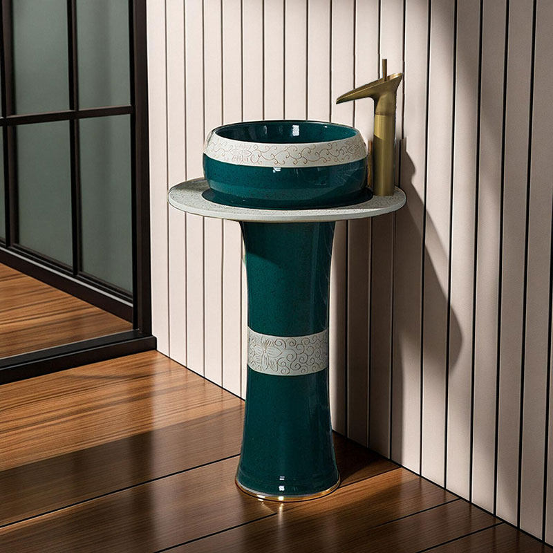 Draichi Ceramic Column Basin - Art Basin for Balcony & Bathroom