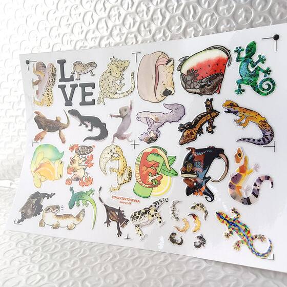 
Reptile Gecko Hollow Three-dimensional Waterproof Pen Toothbrush Water Cup Decorative Sticker UV Transfer Sticker Crystal Label Customized