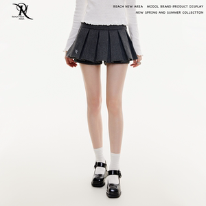 
REACH original spring and autumn new A-line pleated skirt women's woolen skirt college style slim short skirt pants to prevent exposure