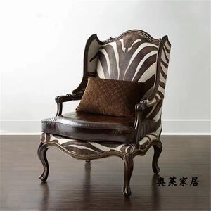 
American solid wood living room fabric tiger chair sofa chair single sofa European style balcony chair French bedroom leisure chair