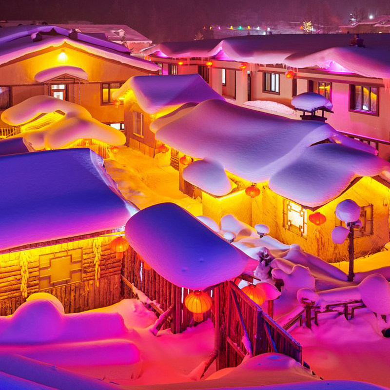 哈尔滨旅游团雪乡长白山亚布力5天4晚跟团2-6人小团国际五星0自费