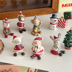 Cute Retro Healing-Style Mini Animal Figurines Desktop Micro-Landscape Decoration Office Desk Ornaments