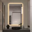 Gương phòng tắm led vuông thông minh màn hình cảm ứng có chậu rửa nhẹ Gương trang điểm treo tường phòng tắm chống cháy nổ gương di chuyển Gương