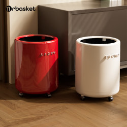 Wheeled Trash Can for Home Use in the Living Room, Light Luxury, High-End, Good-Looking Paper Bin, Movable, for Office, Bedroom, Retro Wastebasket