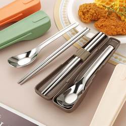 Japanese Imported Chopsticks and Spoon Set with Portable Case for Students to Use at School, Storage Box, Two-Piece Cutlery Set for Taking to Work