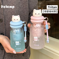 High-Quality, Stylish Women's Tritan Plastic Water Cup, New High-Temperature Resistant Portable Straw Cup, Birthday Gift Cup
