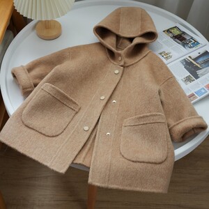 
Xiaoxi direct-made 2024 autumn and winter new double-sided cashmere coat boys, girls and children's coat wool woolen style