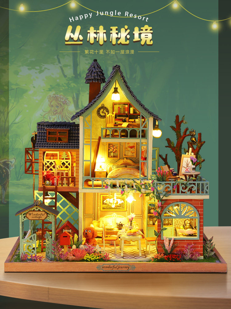 Kalulu Wooden Model Villa - DIY Cottage Handmade House - 1:24 Scale