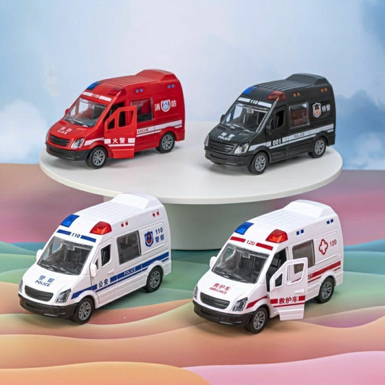 
Children's inertia cartoon can open and drive the door ambulance police car fire truck model boy and girl toy car