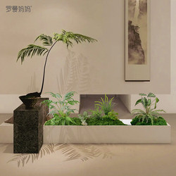 Simulated Green Plants under the Stairs for Landscaping, Indoor Entrance, Window Corner Decoration, Small Floor-Standing Micro-Landscape Ornaments