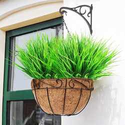 New direct selling fake green plants, simulated grass, 7-fork plastic wheat grass, artificial plants, shrubs and landscaping equipment
