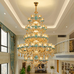 Villa Duplex Living Room Large Chandelier Multi-Layer Loft Mezzanine Full-Spectrum Eye-Protecting Light Luxury Crystal Lighting Fixtures