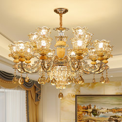 Living Room Chandelier European-Style Crystal Lamp 2025 New Full-Spectrum Led Luxury Dining Room Lamp Villa Jade Lighting Fixtures