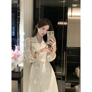 
JustQin [Korean drama heroine] 2025 new autumn clothing high-end temperament strap mid-length windbreaker women's jacket