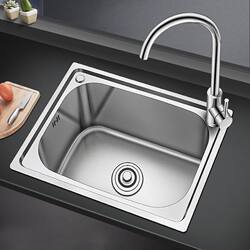Small Size 304 Stainless Steel Sink Single Bowl Kitchen Sink Basin Set Thickened