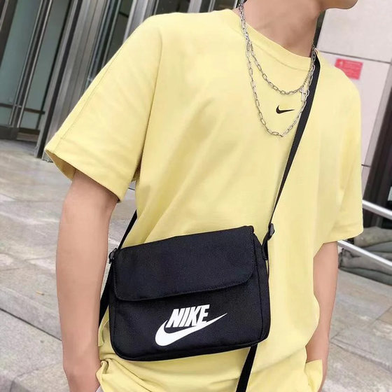 
Nike crossbody bag casual shoulder bag boys black simple white match girls shoulder bag mobile phone storage bag cw9300
