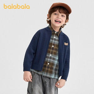 
Balabala Boys' Sweater Jackets Children's Cardigan Sweater Autumn Clothes 2026 New Children's Clothing Baby Tops Trendy