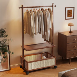 Solid Wood Coat Rack, Floor-Standing Household Clothes Rack, Bedroom Room Beech Wood Clothes Drying Rack, Indoor Simple Vertical Rod
