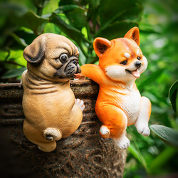 Simulated Puppy Flower Pot Small Ornament Cute Fish Tank Decoration Balcony Courtyard Arrangement Garden Landscaping Edge Hanging Decoration