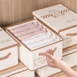 Storage Box for Home Use with Lid, Wardrobe Clothes Layered Storage Box, Fabric Clothing and Pants Storage Organizer