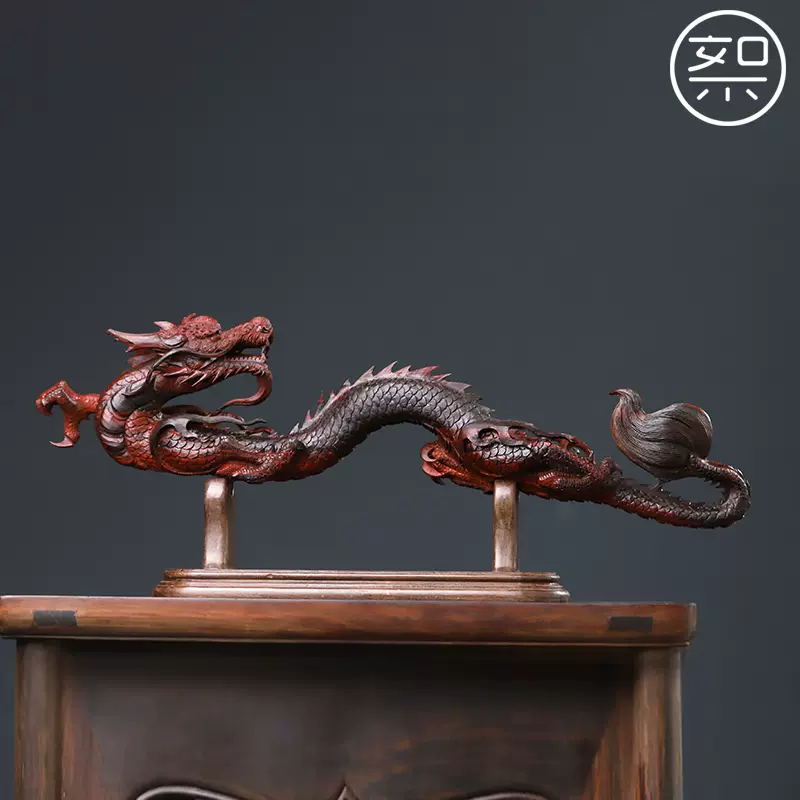 絮旧飞龙在天摆件印度小叶紫檀木雕工艺品复古中国风手工雕刻件-Taobao 